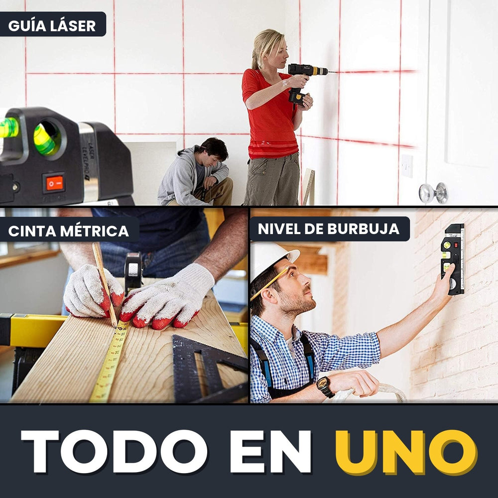 Nivel Láser Pro — Nivela y mide con precisión, 4 en 1