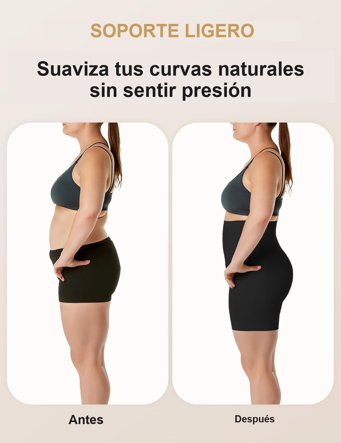 Antes y después con el short faja compresora