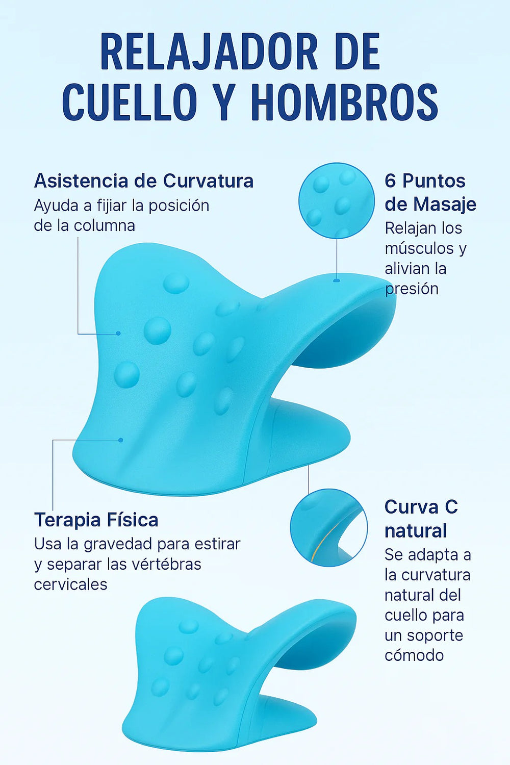 Almohada de Tracción Cervical — Relajador de Cuello - V3 ficha