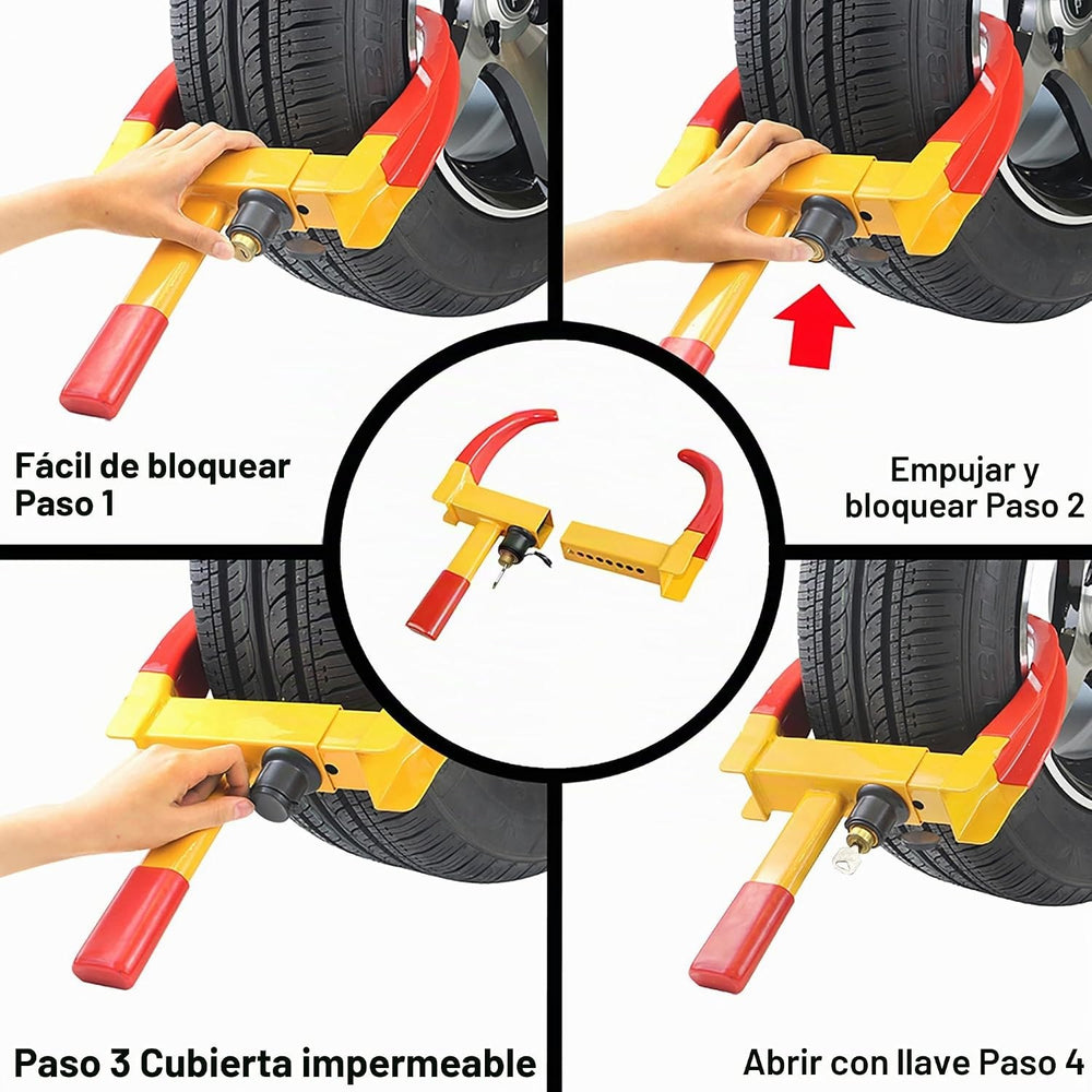 Bloqueador de Llantas — Traba antirrobo de acero con llave para tu auto