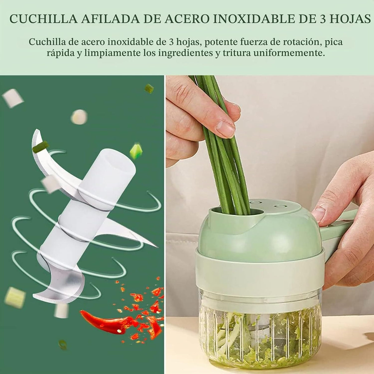 Cuchilla de acero inoxidable de 3 hojas del cortador de verdura