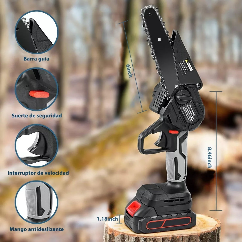 Mini Motosierra Eléctrica a Batería 6" — Kit con Maletín comparativa