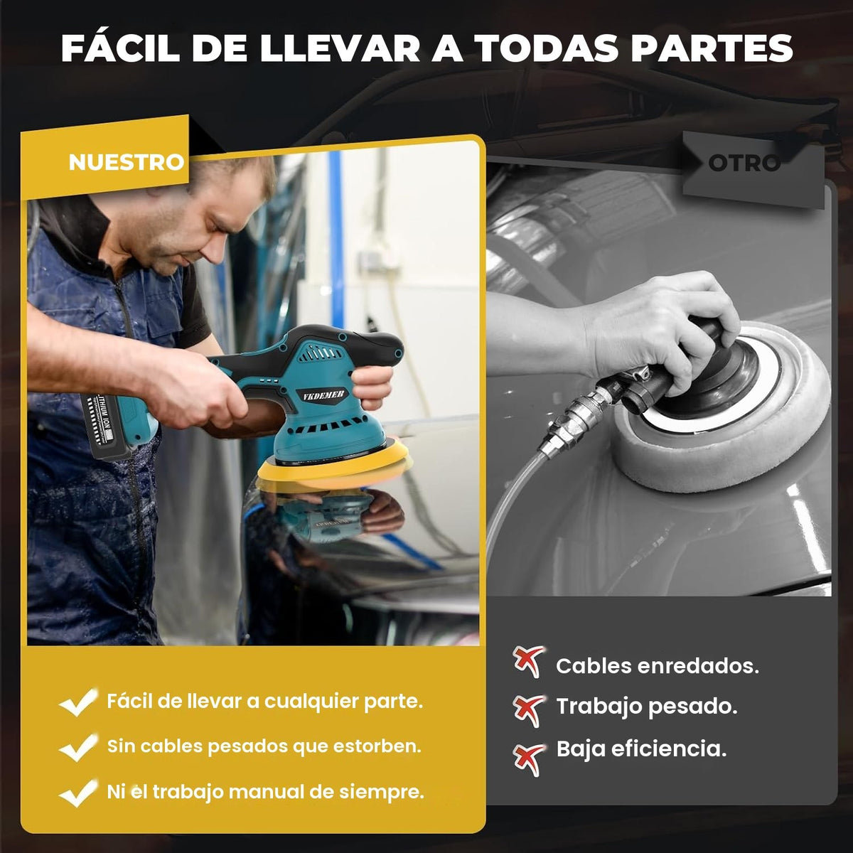 Detalles de la pulidora de carro