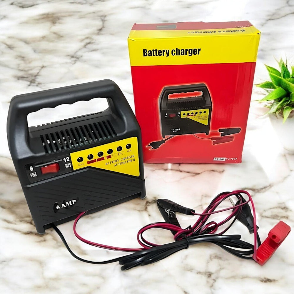 Cargador de Auto — Carga la batería de tu auto o moto en casa, 6A · 6V/12V