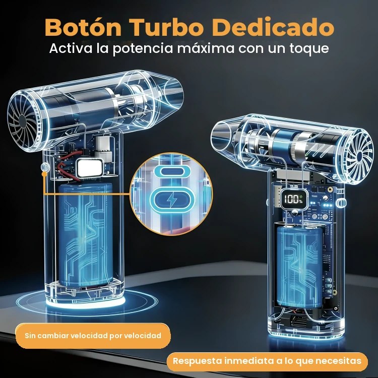 Soplador de Aire X9 — Aire turbo a 15.000 RPM, inalámbrico, limpia todo en segundos