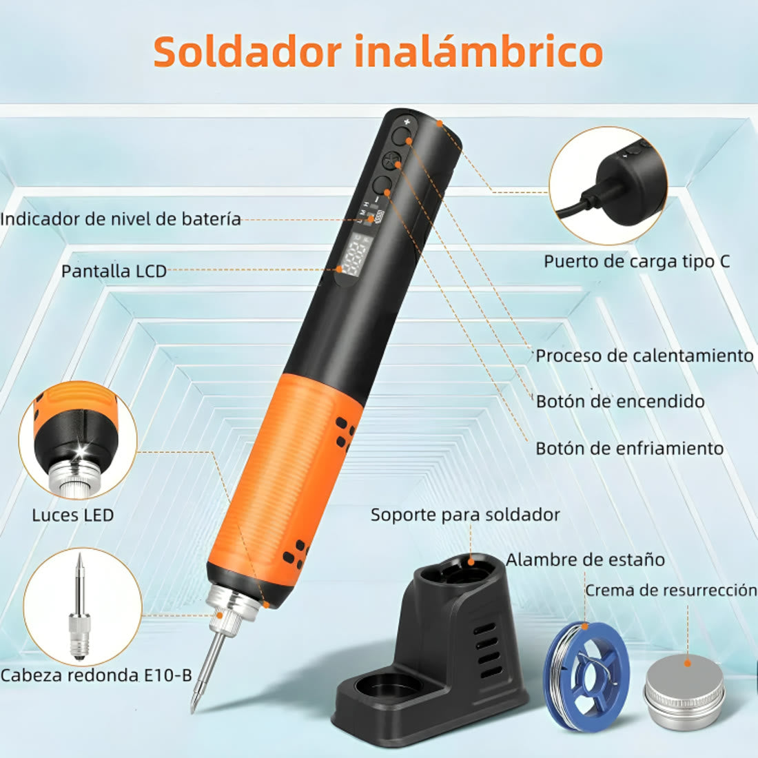 Soldador Portátil USB Digital · componentes