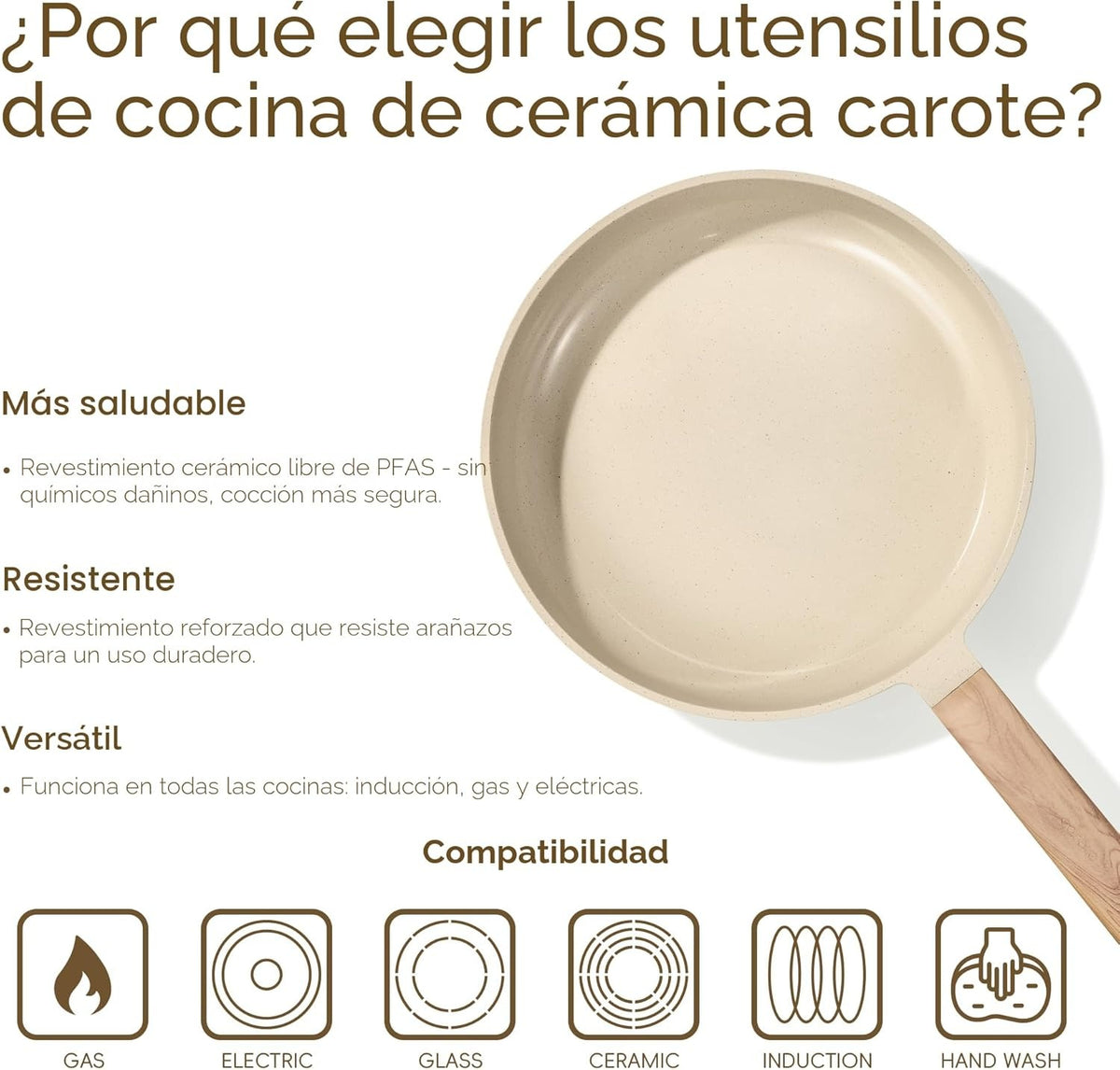 Set de Ollas y Sartenes de Cerámica — Antiadherente con Mango Desmontable