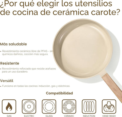 Set de Ollas y Sartenes de Cerámica — Antiadherente con Mango Desmontable