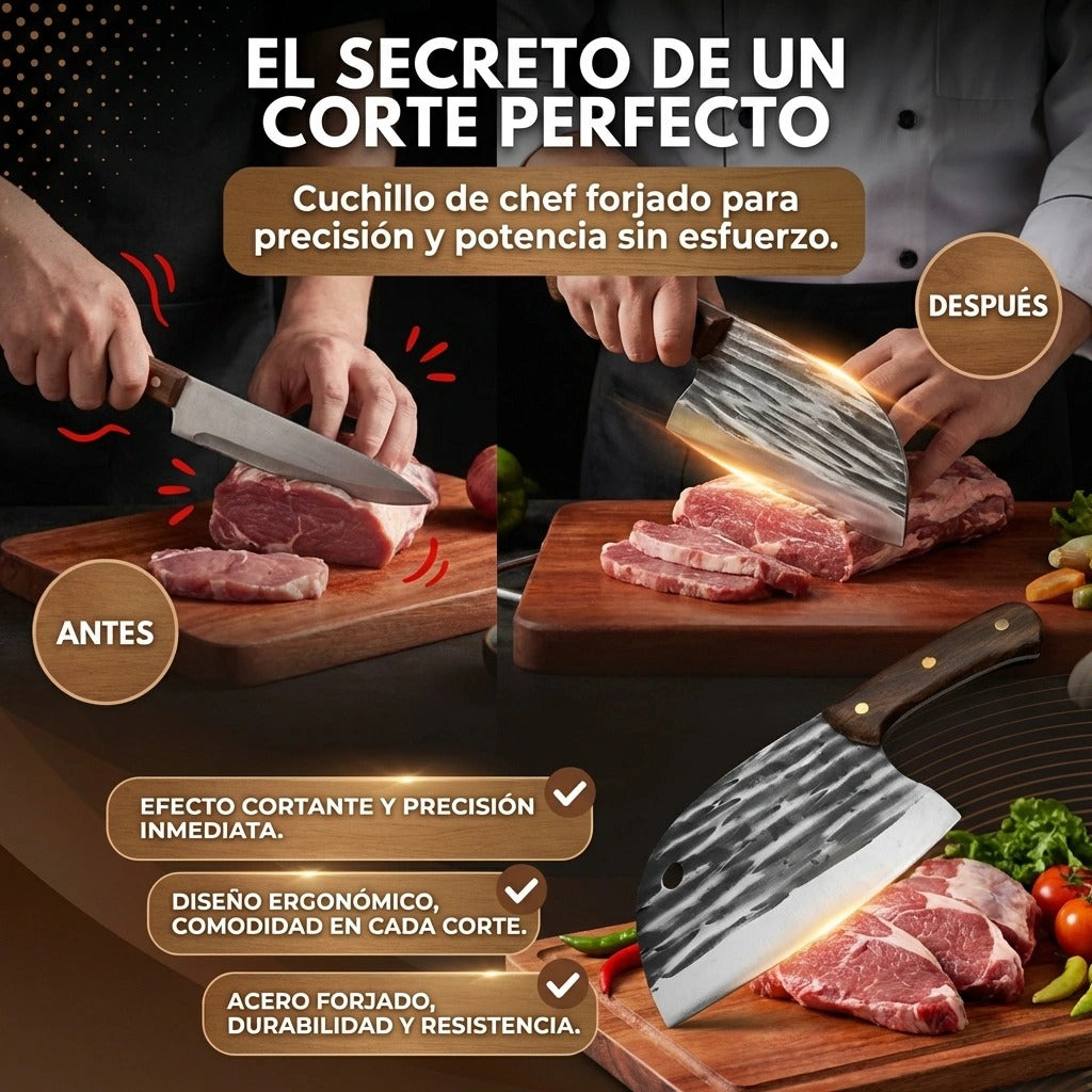 Cuchillo de chef forjado: precisión y potencia sin esfuerzo