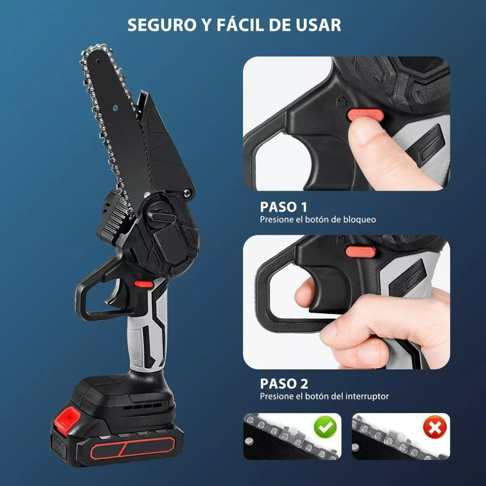 Mini Motosierra Eléctrica a Batería 6" — Kit con Maletín ficha