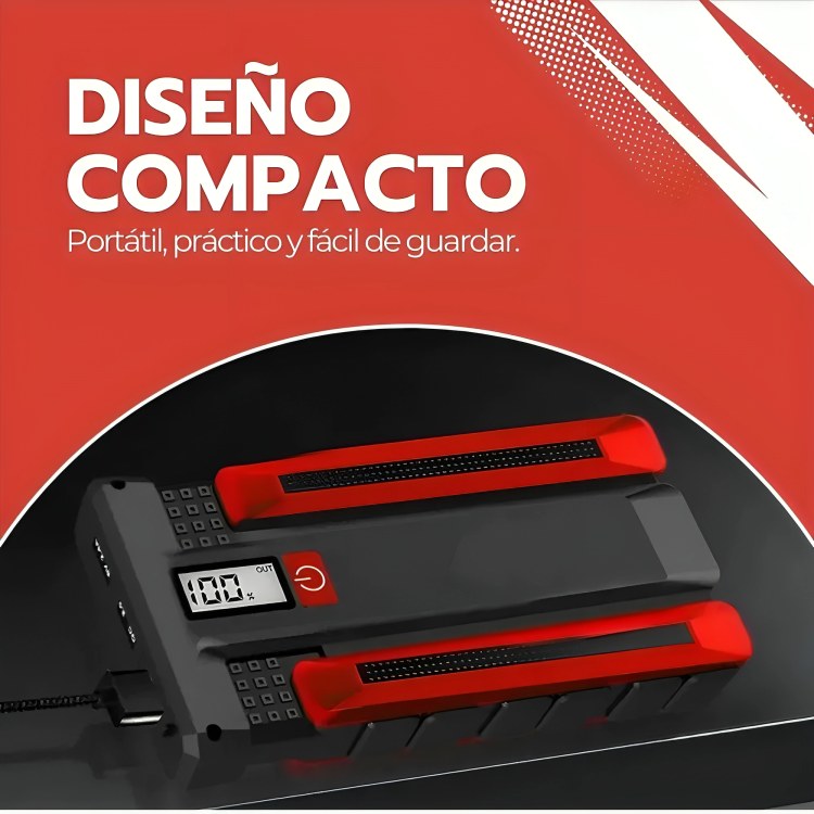Arrancador de Batería de Emergencia — Parte tu auto sin ayuda, power bank y linterna