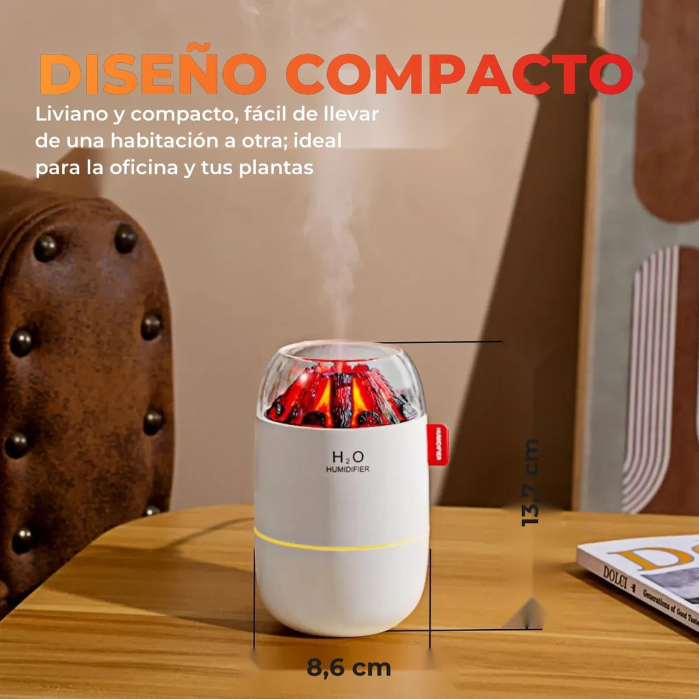 Humidificador de volcán compacto y liviano para llevar a cualquier parte