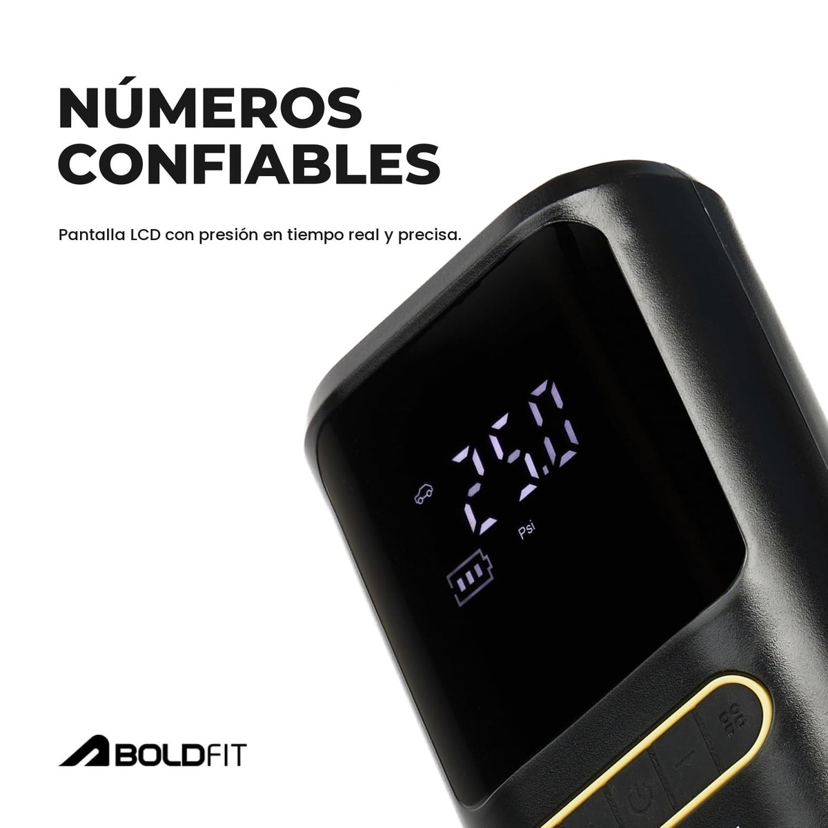 Linterna LED y puerto de carga del inflador portátil