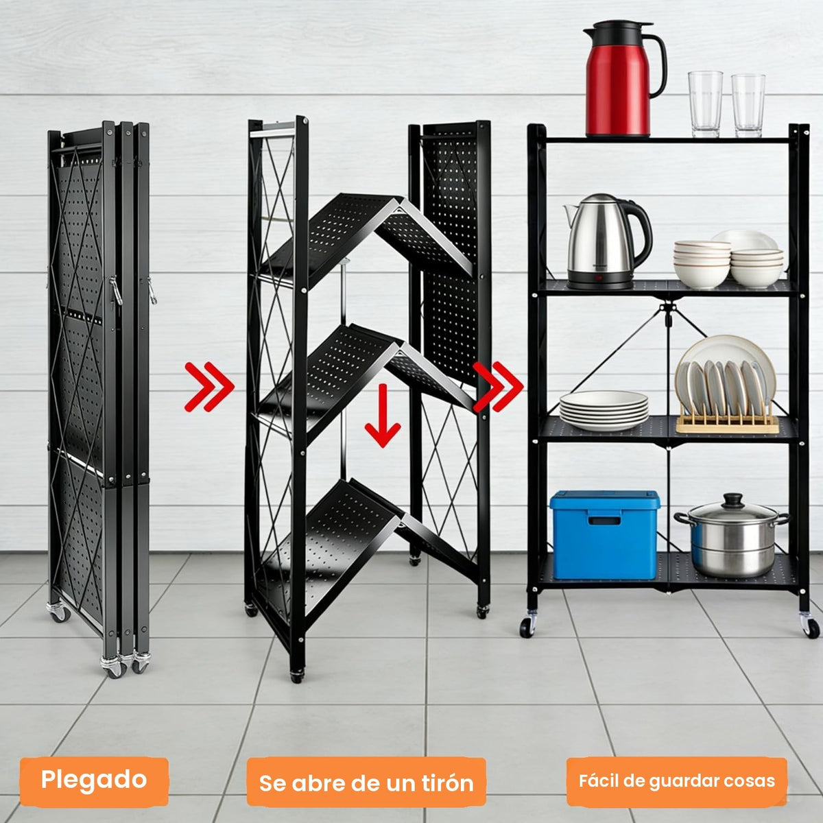 Estantería plegable: plegado y despliegue