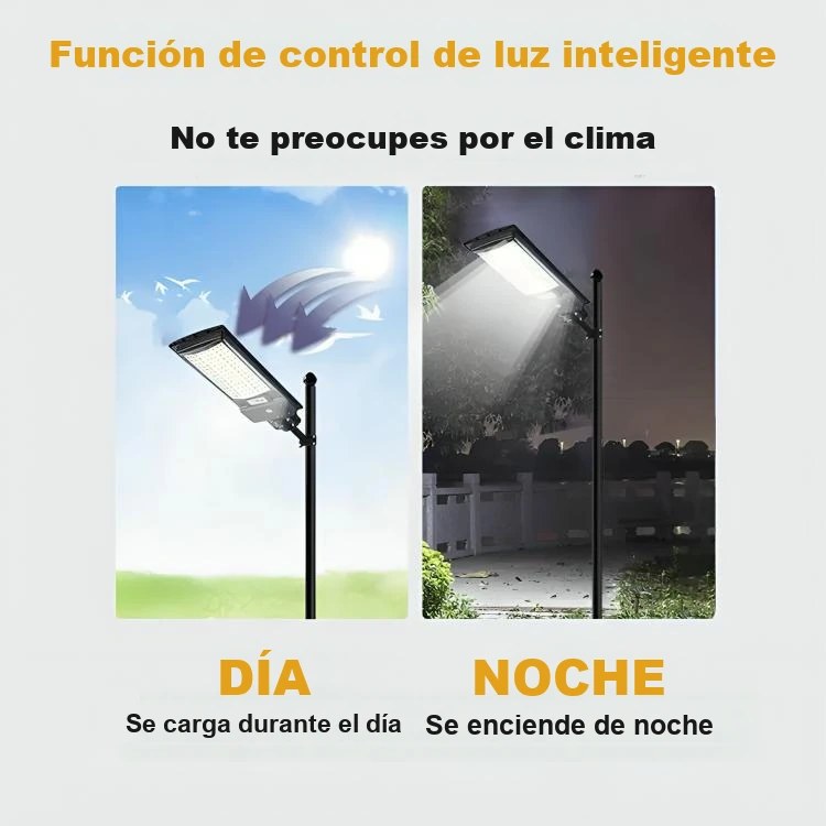 Lámpara Solar LED con Sensor y Control Remoto — Uso Exterior