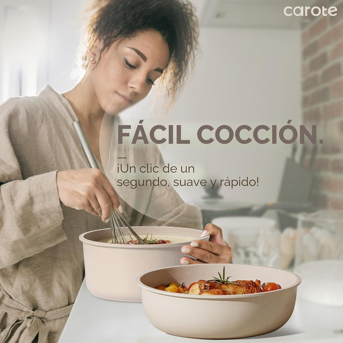 Set de Ollas y Sartenes de Cerámica — Antiadherente con Mango Desmontable