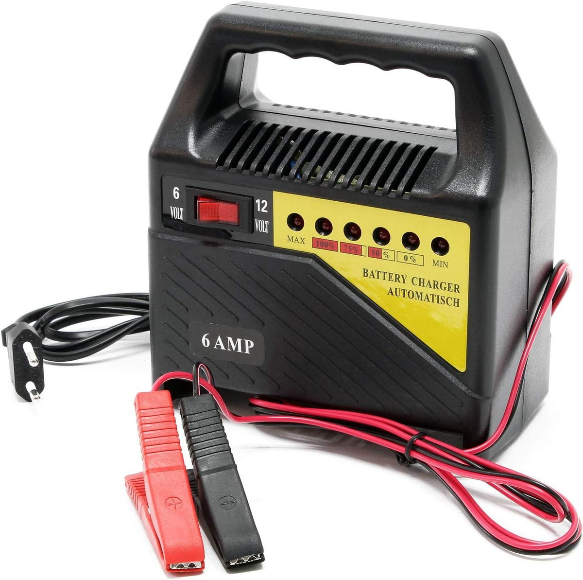 Cargador de Auto — Carga la batería de tu auto o moto en casa, 6A · 6V/12V