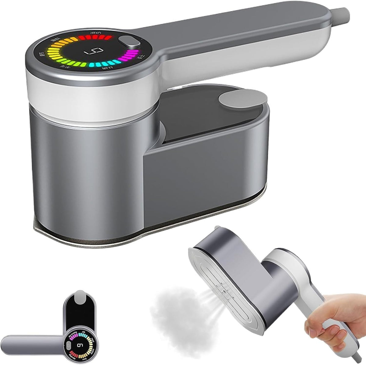 Plancha Portátil — De vapor con pantalla LED, 6 modos y mango giratorio 180°