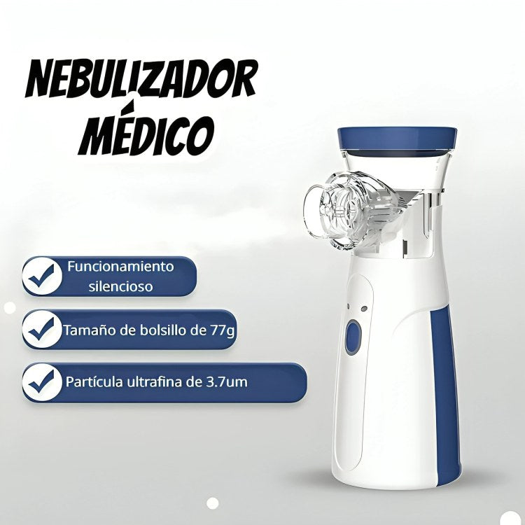 Nebulizador médico silencioso, tamaño de bolsillo 77 g y partícula ultrafina 3,7 µm