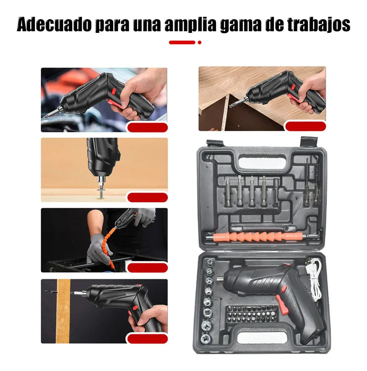 Maletín con puntas, brocas y dados del destornillador
