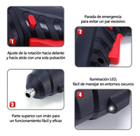 Avance, retroceso y luz LED