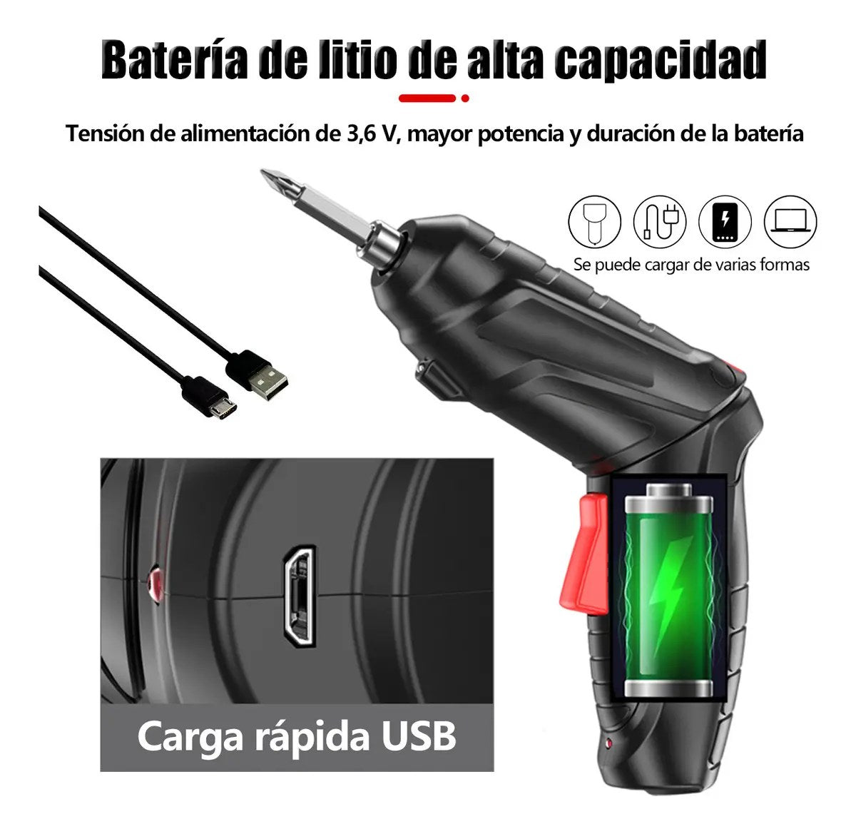 Batería de litio recargable del destornillador