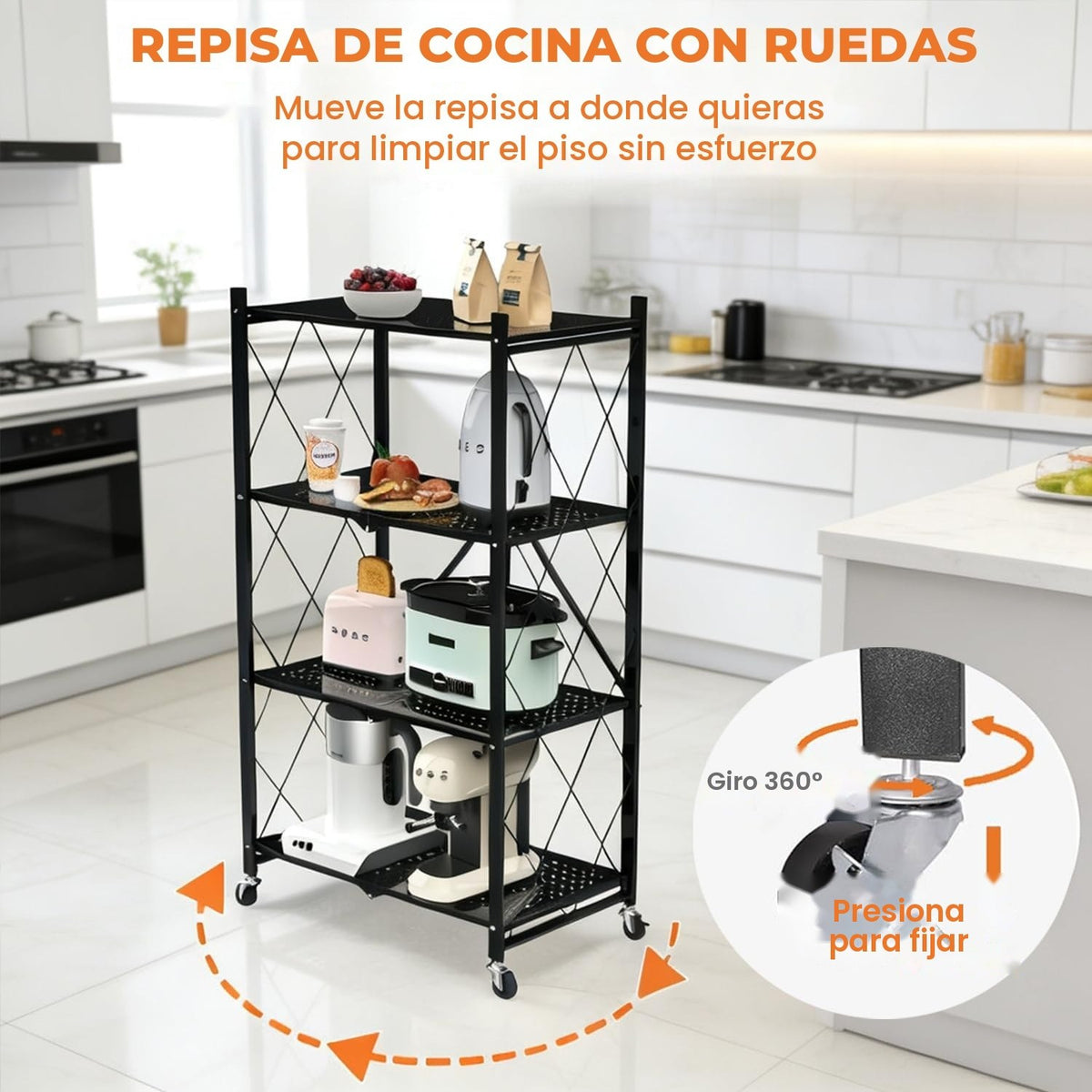 Estantería con ruedas giratorias 360 grados