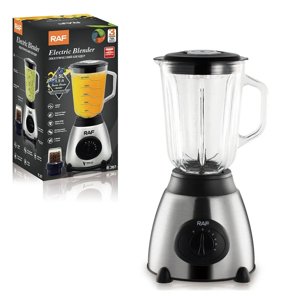 Licuadora Vaso de Aluminio — 3 en 1, vaso irrompible + vidrio + molinillo, 1000W, 5 velocidades