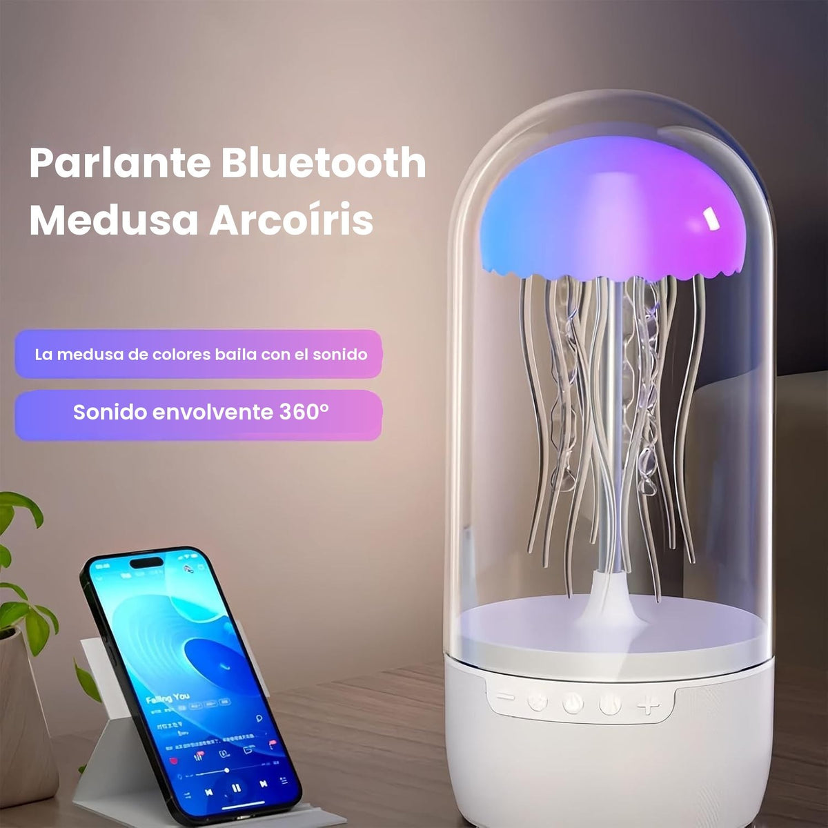 Parlante Bluetooth medusa con sonido 360 grados