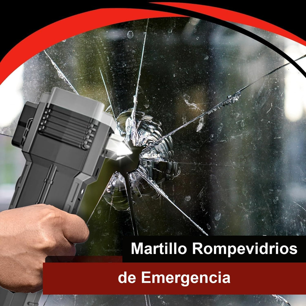Lámpara Antorcha — Linterna LED multifunción con martillo rompevidrios, corta cinturón e imán