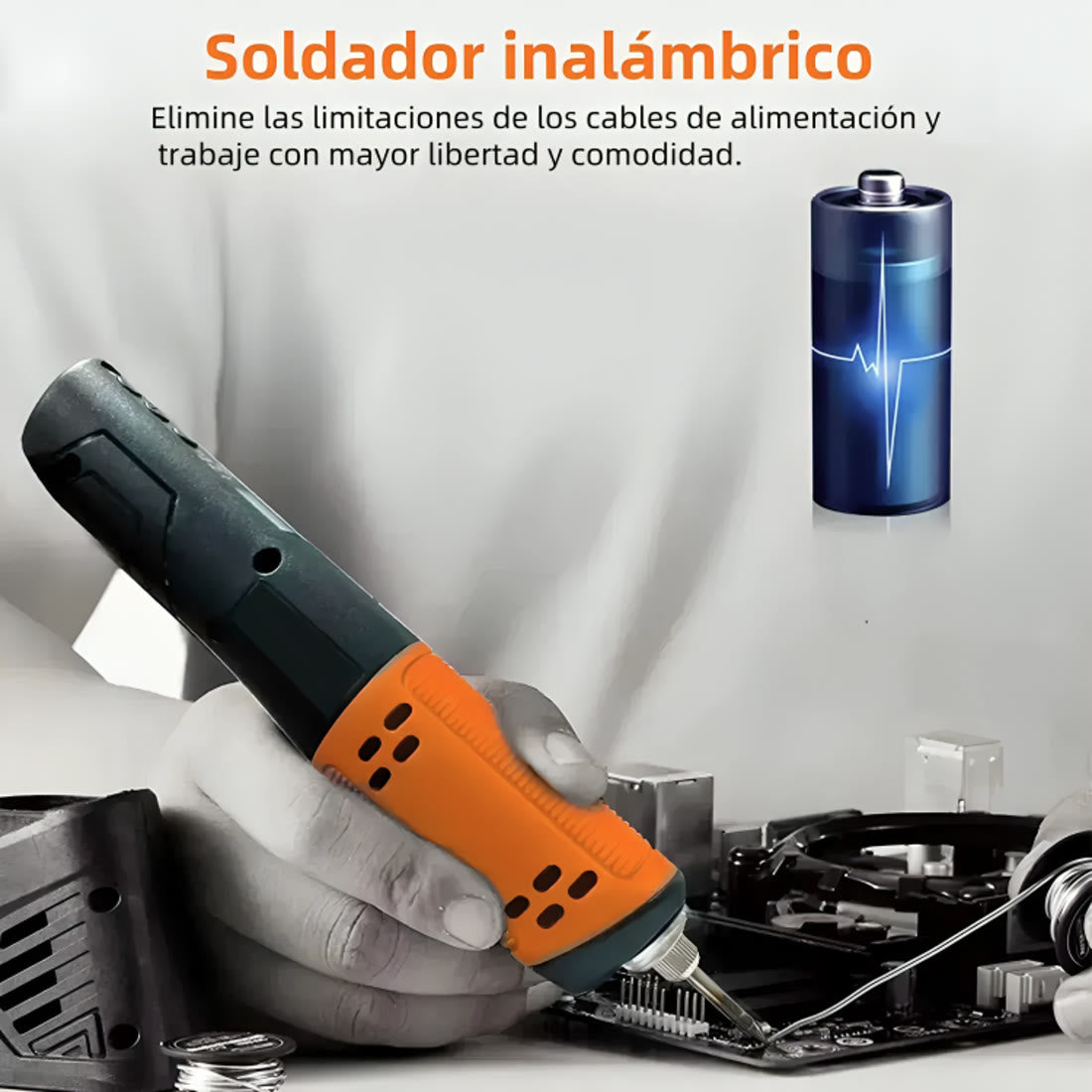Soldador inalámbrico en uso